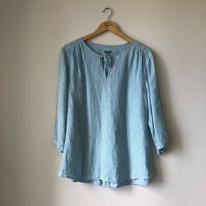 J.Jill Women's Blue White Striped Linen Tunic XL